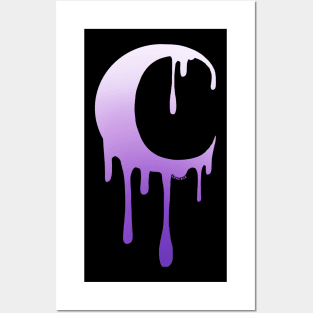 Dripping Moon (Purple Gradient Version) Posters and Art